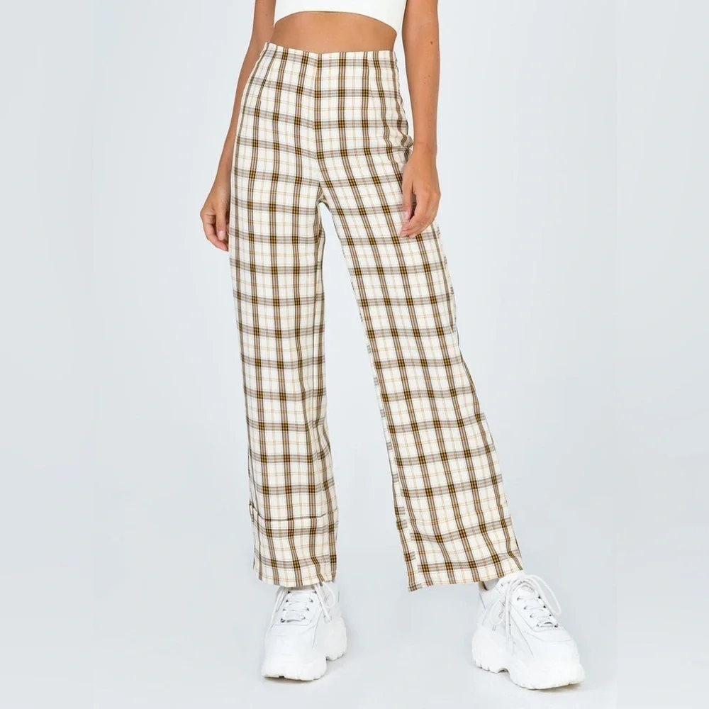 Princess Polly EUROS PANTS YELLOW CHECK - Picture 2 of 12